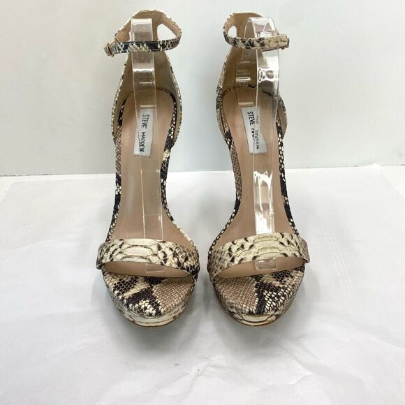 Steve Madden Starlet Open Toe Ankle Strap D-orsay Pump Women’s 10 Snakeskin Prin - Picture 2 of 12